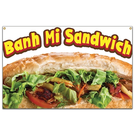Signmission Banh Mi Sandwich Banner Concession Stand Food Truck Single Sided B-96 Banh Mi Sandwich19